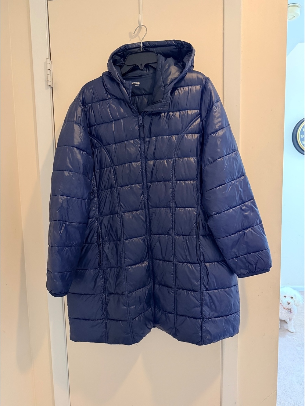 Aventure navy hooded puffer coat